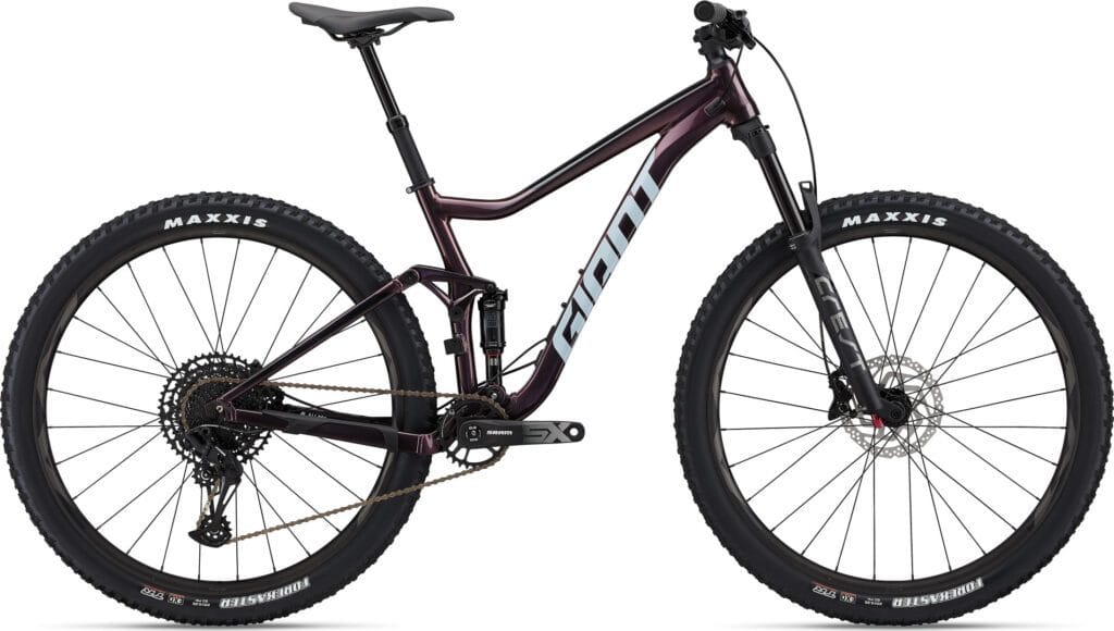 Purple Giant mountain bike, side view
